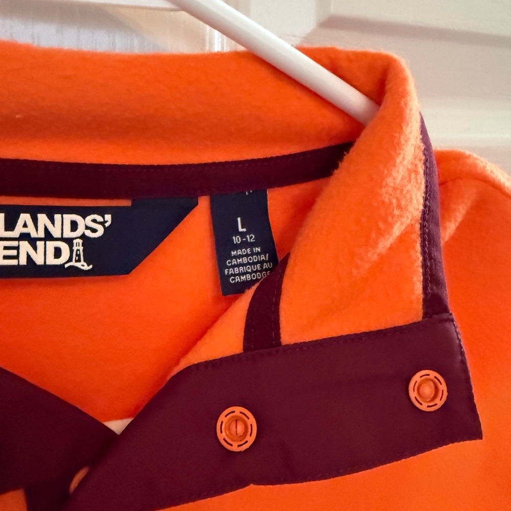 NWOT Land’s End Orange and Maroon Fleece Pullover - Picture 2 of 2